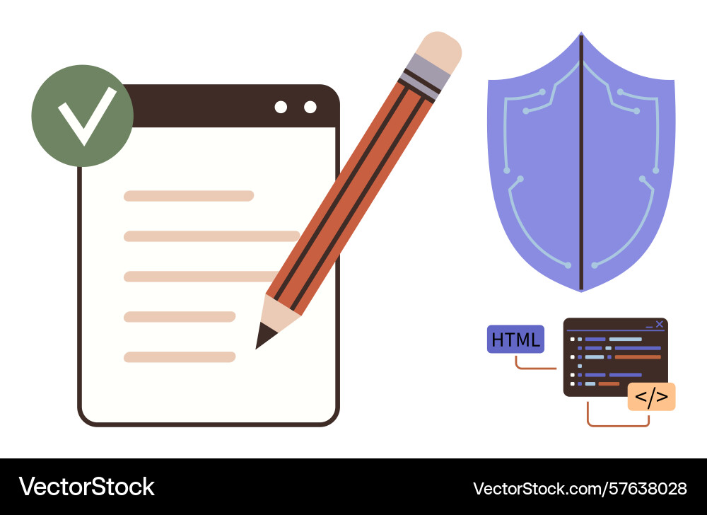 Digital writing coding and online security vector image