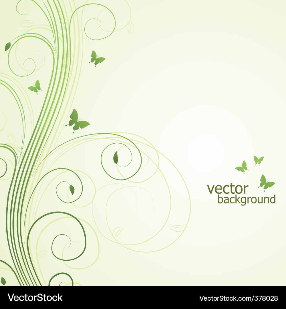 Elegant Floral Scroll with Butterflies Vector Image
