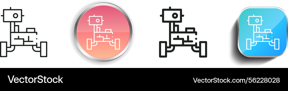 Mars rover icon thin linear regular and button vector image