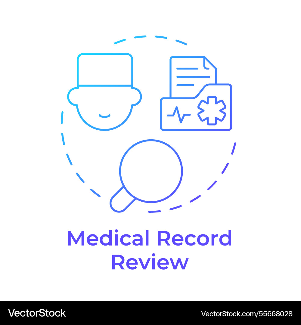 Medical record review blue gradient concept icon Medical record review blue gradient concept icon vector image