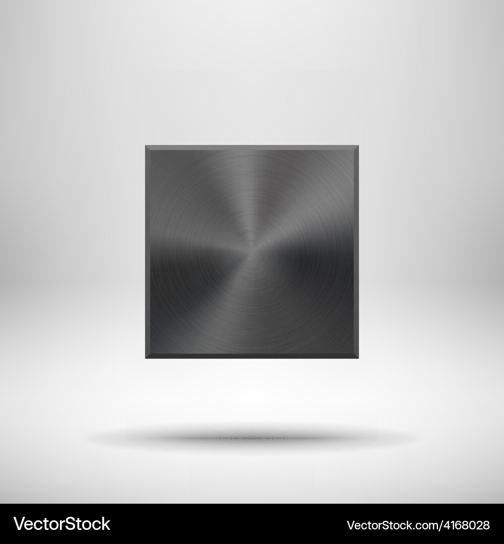 Metallic Square Button with Shadow vector image