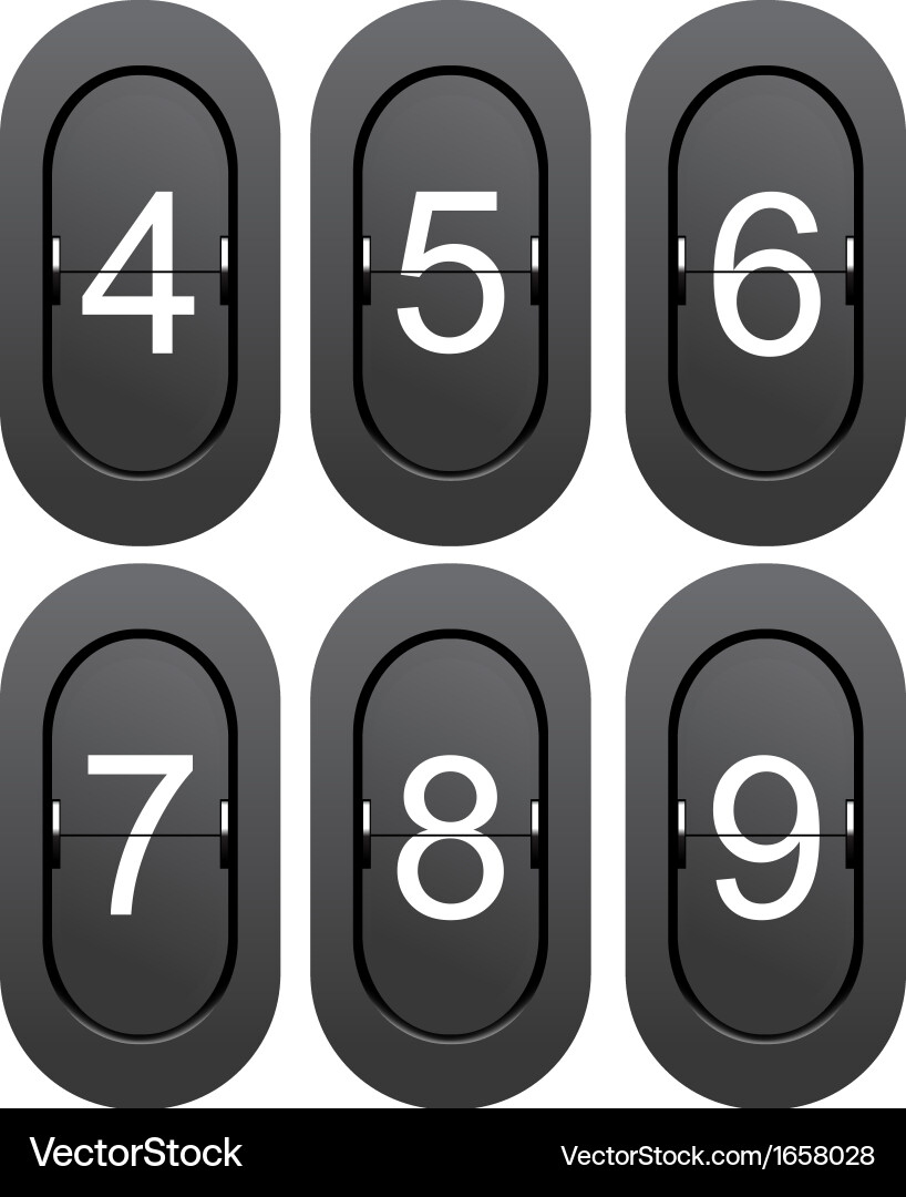 Numeric series 4 to 9 from mechanical scoreboard vector image