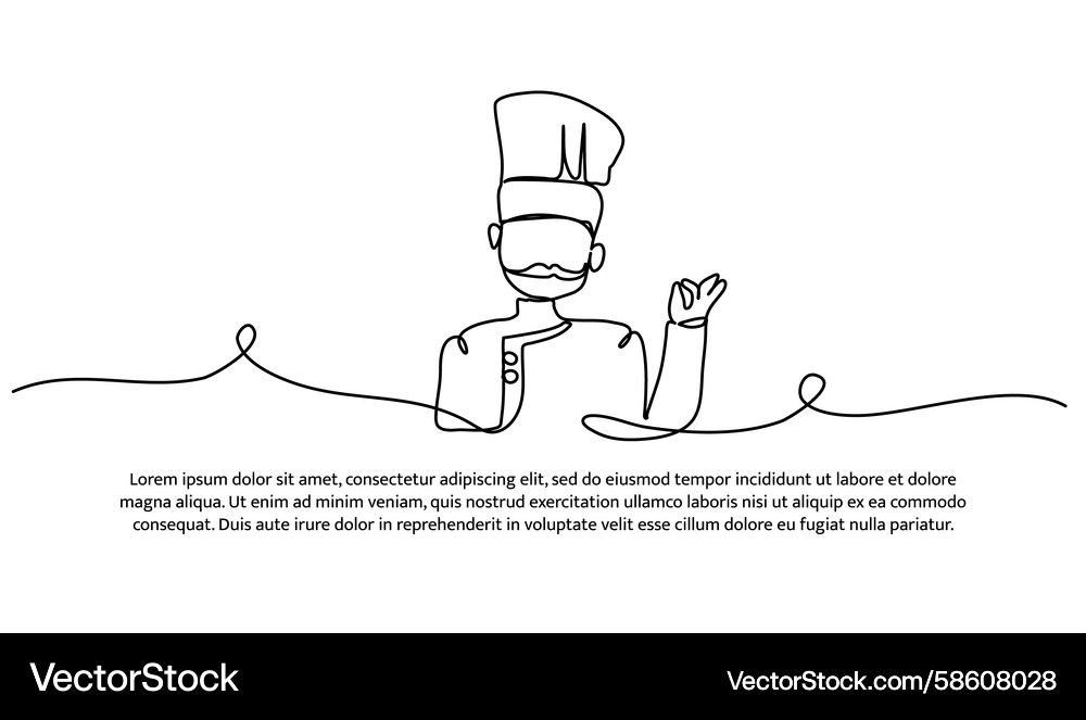 One line of chef abstract minimal continuous One line of chef abstract minimal continuous Vector Image