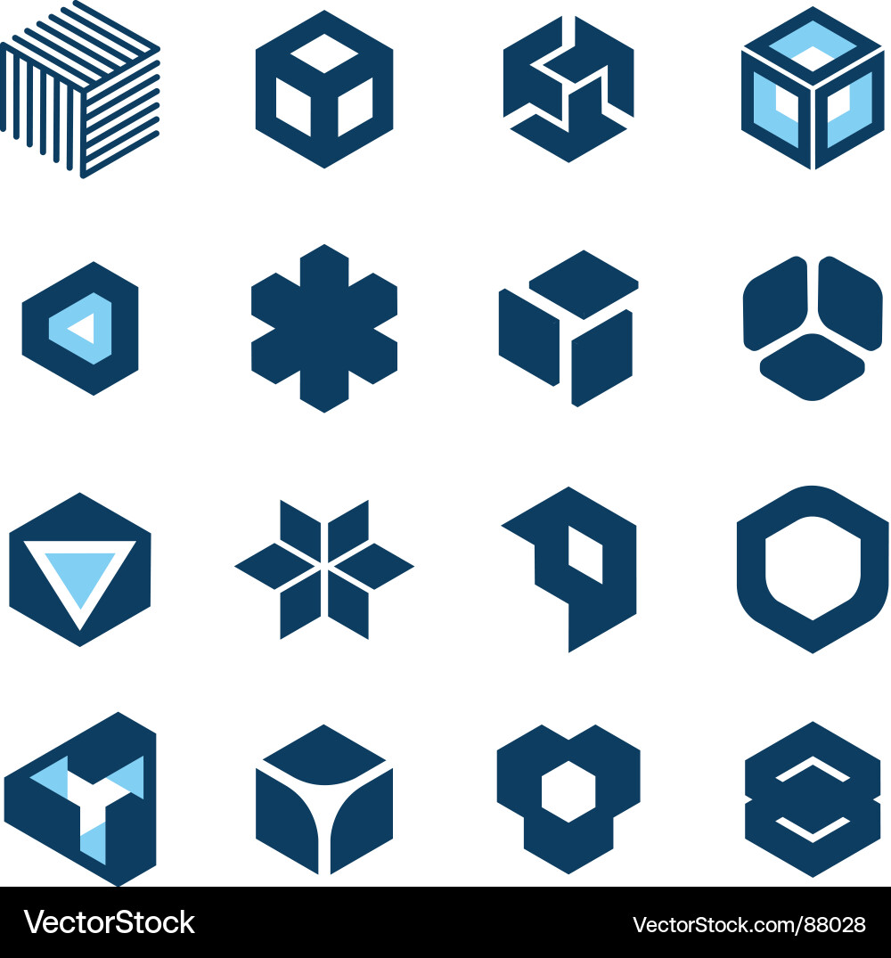 Orthographic Cube Renderings vector image