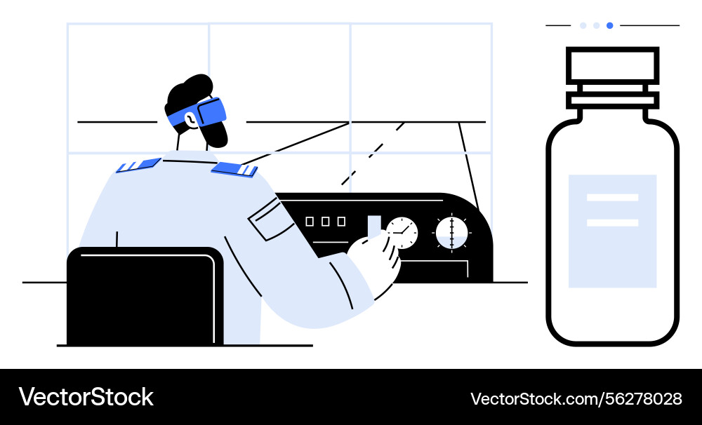 Pilot operating cockpit instruments Pilot operating cockpit instruments vector image