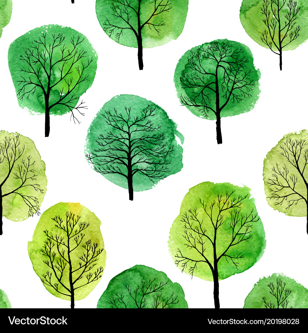 Seamless pattern with deciduous trees Royalty Free Vector