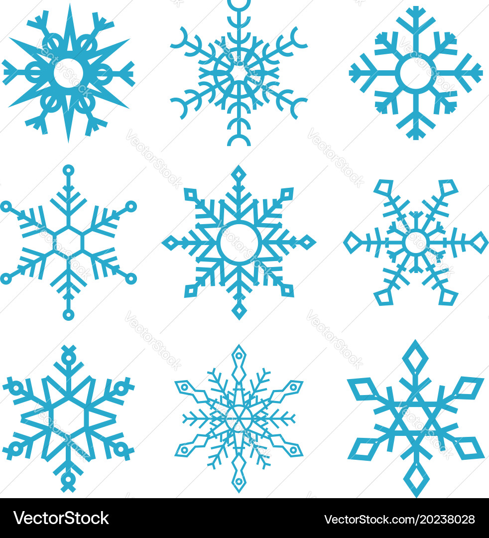 Set of snowflake icons isolated on white Vector Image