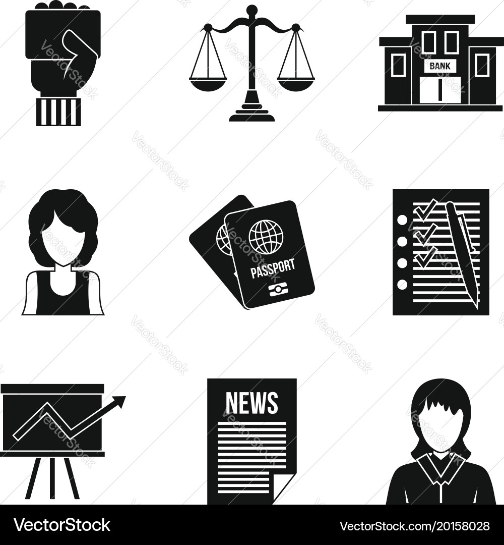 Statistic info icons set simple style Vector Image