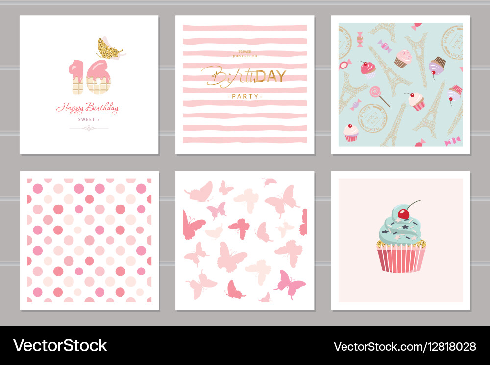 Sweet Sixteen Geburtstagskarten - Pastel Pink vektorbild