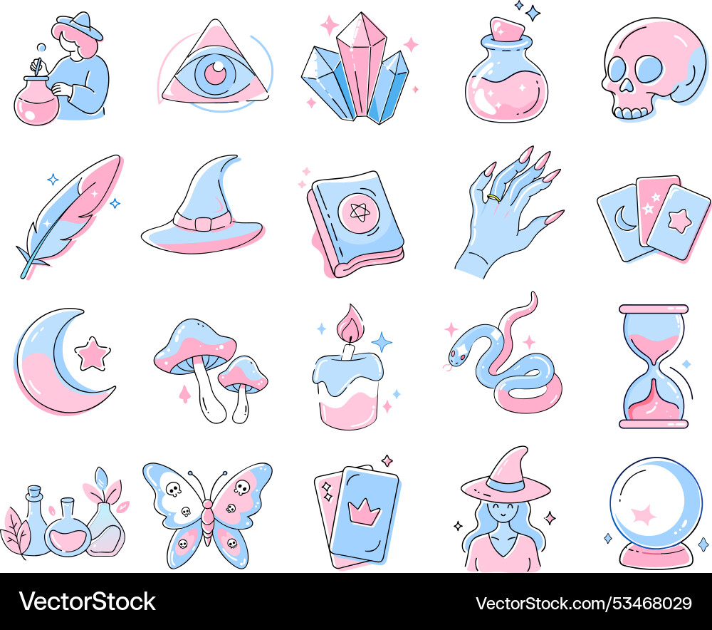 Alchemy and sorcery elements set Alchemy and sorcery elements set Vector Image