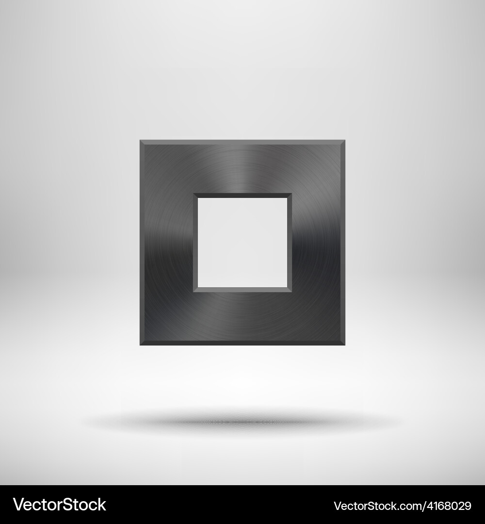 Black abstract square button template vector image