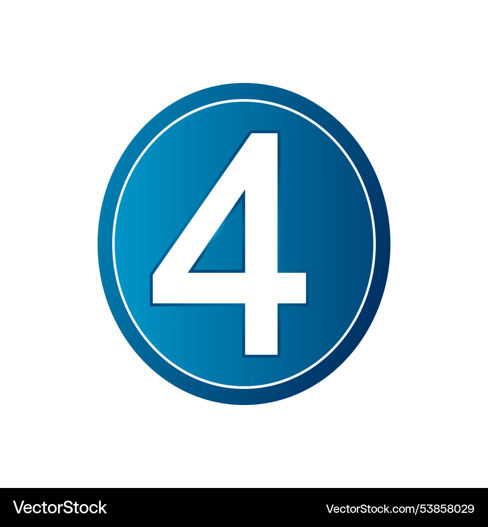 Button with number four on white background Vector Image