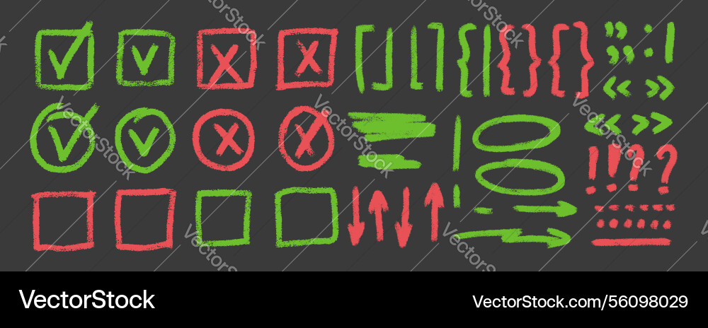 Check marks arrow doodle set marker underlines Check marks arrow doodle set marker underlines vector image