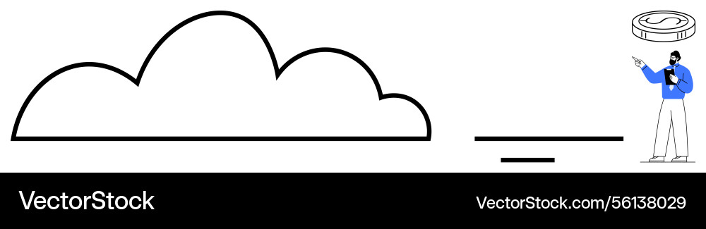 Cloud storage concept with man analyzing data Cloud storage concept with man analyzing data vector image