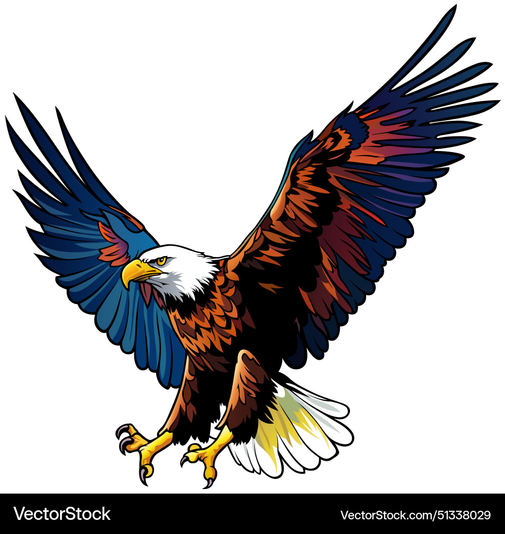 Colorful flying bald eagle Royalty Free Vector Image