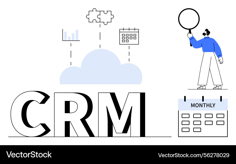 Crm concept with cloud data integration Crm concept with cloud data integration vector image