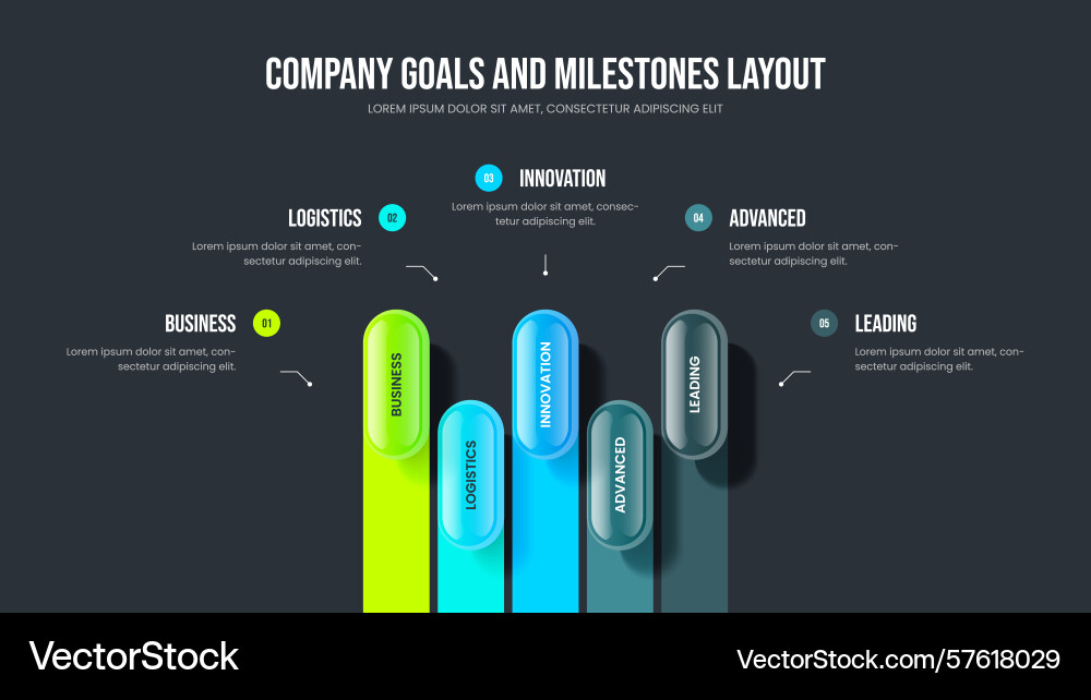 Digital showcase 5 step diagram slide layout Vector Image