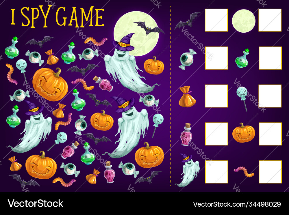 Halloween I Spy Game - Find the Objects! vector image