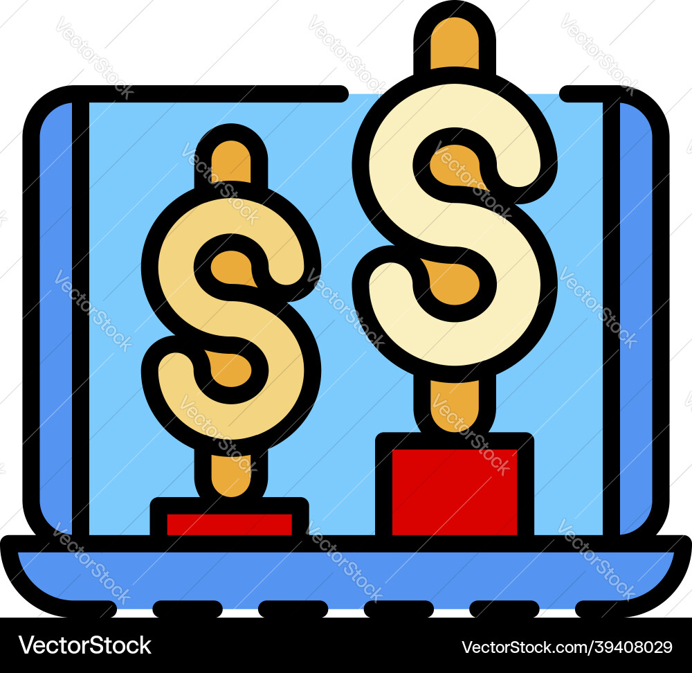 Money graph up icon color outline Vector Image