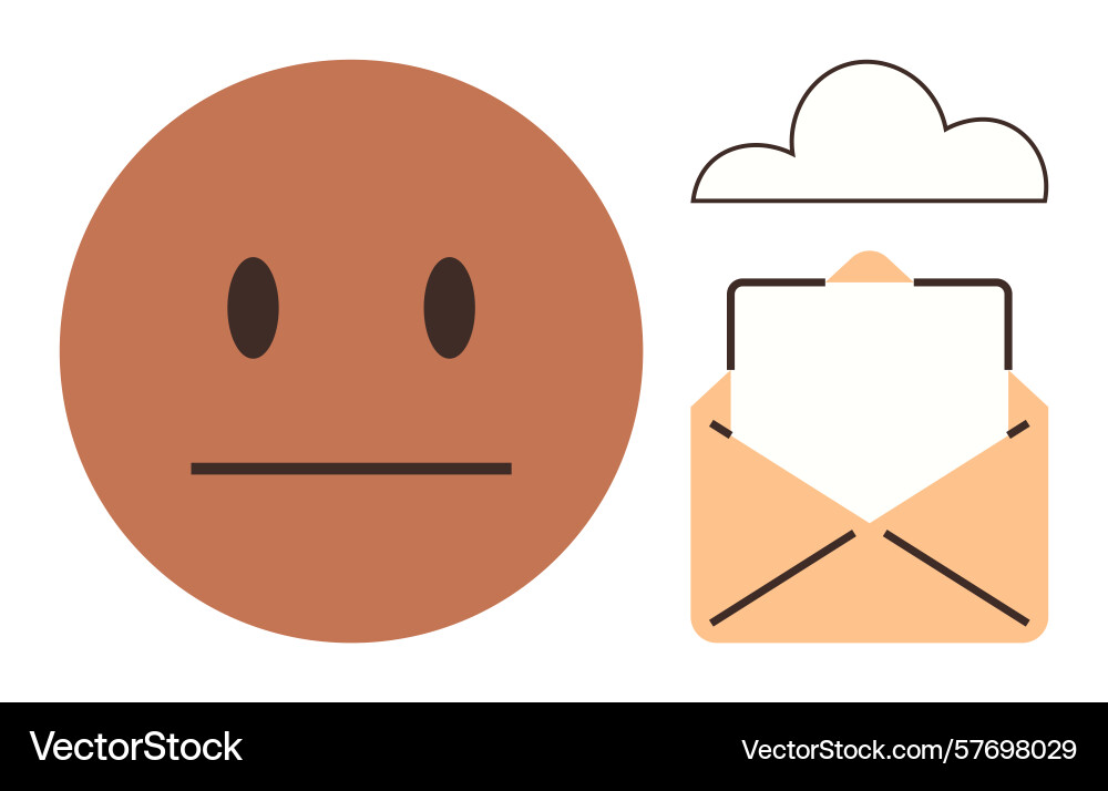 Neutral expression face with cloud upload and open Neutral expression face with cloud upload and open vector image