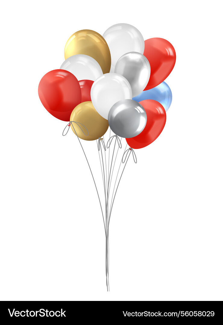 Realistic colorful inflated balloons bunch Realistic colorful inflated balloons bunch vector image