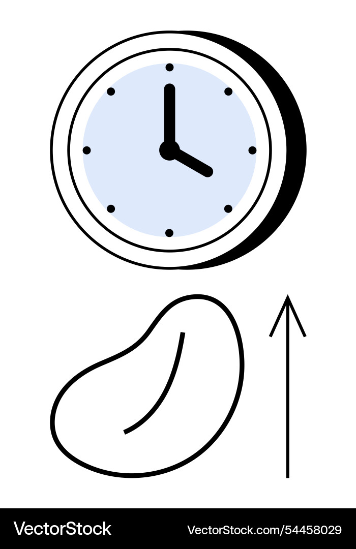 Time management clock with arrow and bean shape Vector Image