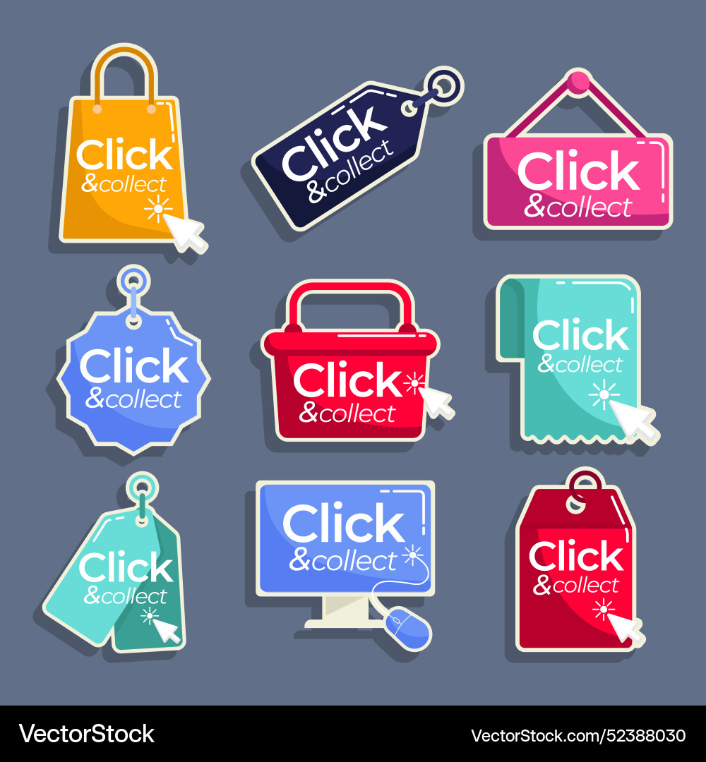 Click and collect button collection vector image