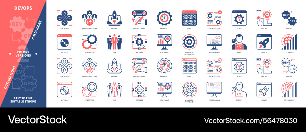 Devops solid outline set Devops solid outline set vector image