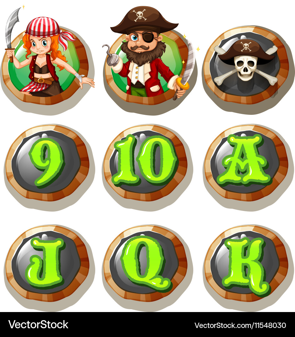 Game characters and numbers on token Vector Image