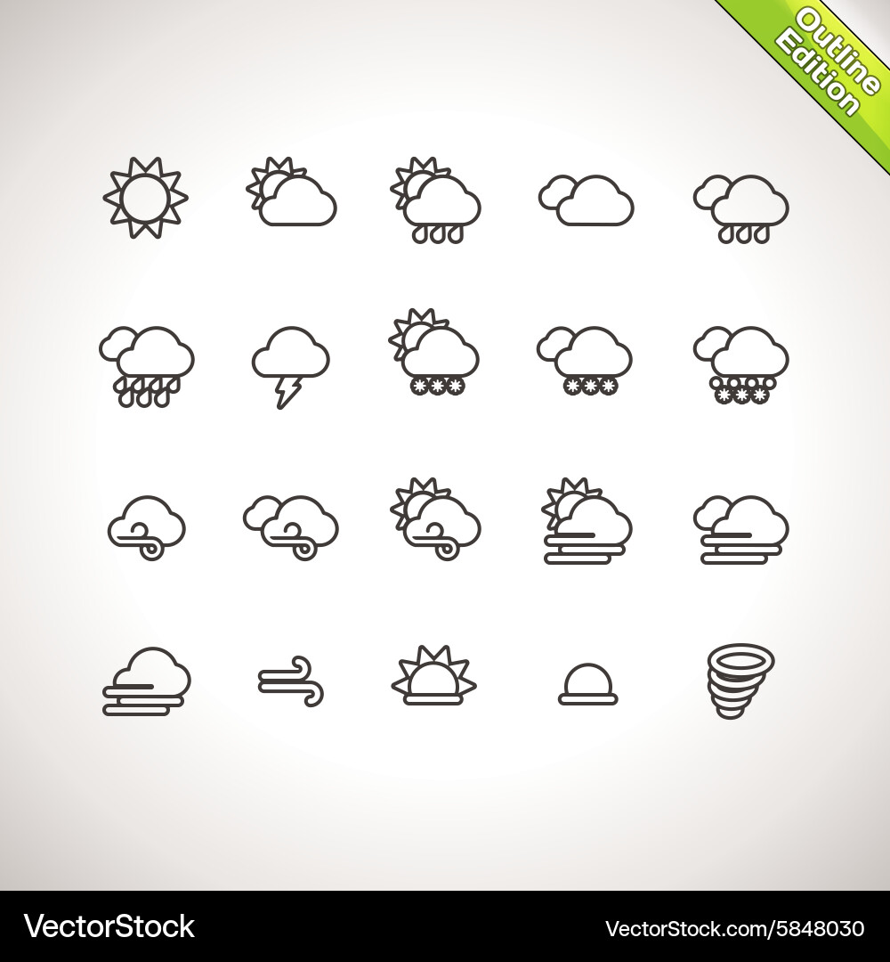 Weather thin line icons for web and mobile applica vector image