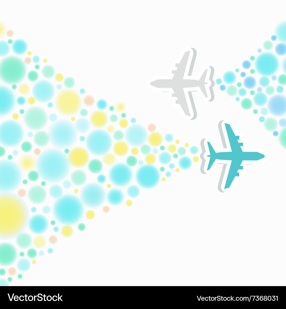 Card with two planes and colored trace of them vector image