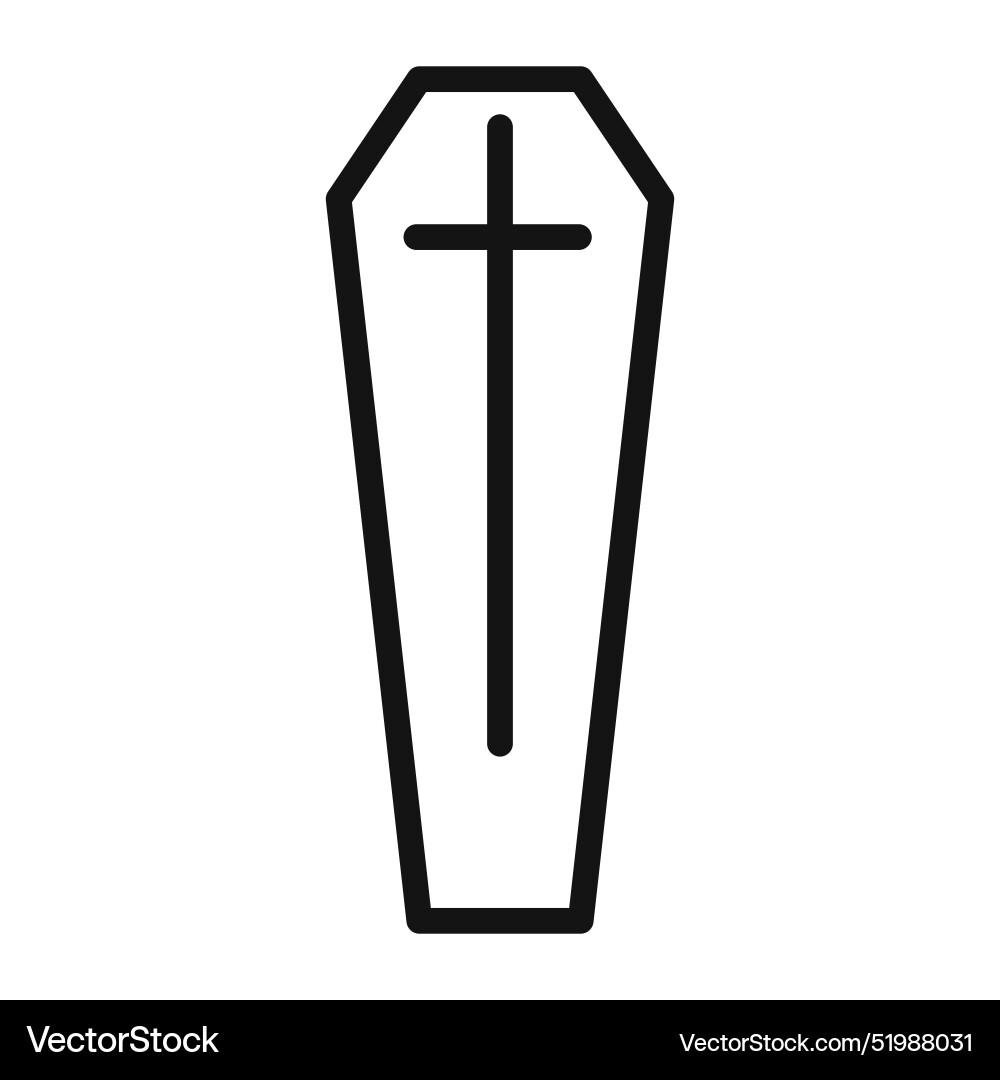 Coffin with christian cross icon mark in filled Vector Image