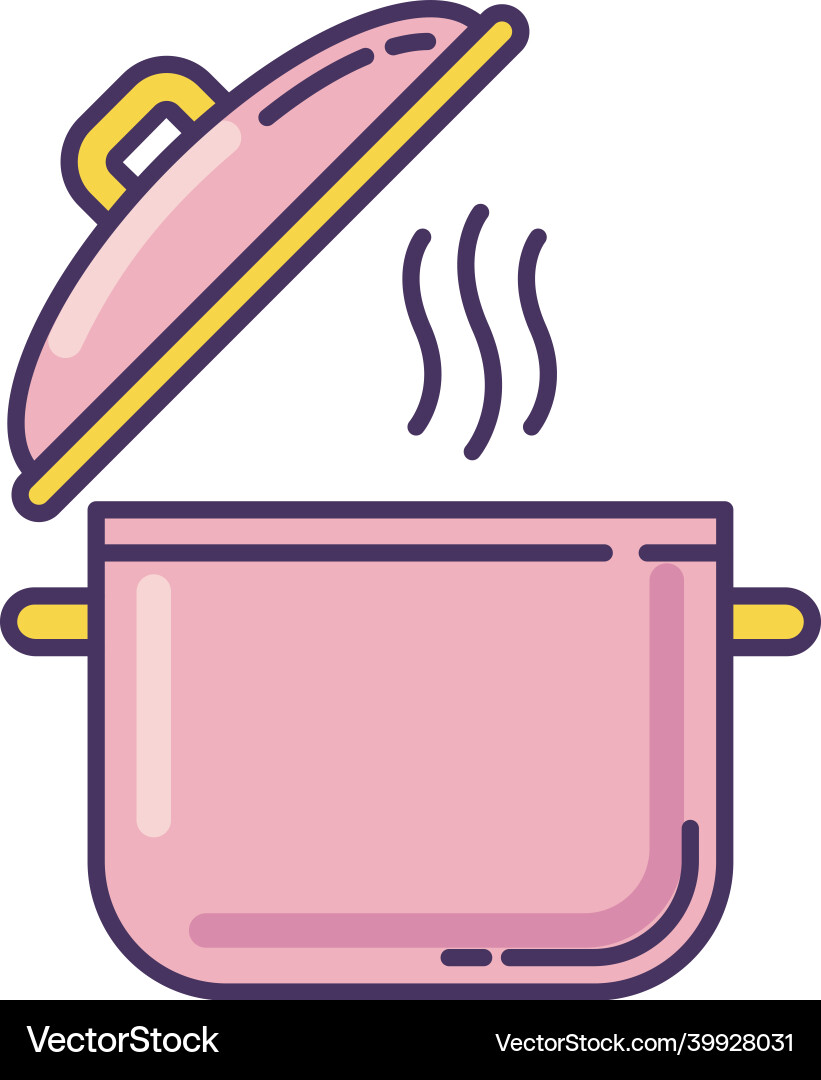 Cooking pot pink rgb color icon recipe Cooking pot pink rgb color icon recipe vector image