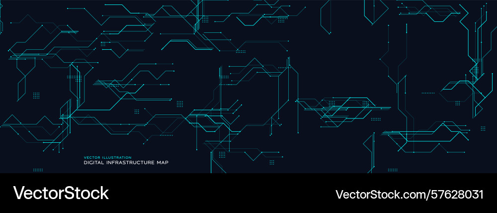 Digital infrastructure map with circuit lines vector image