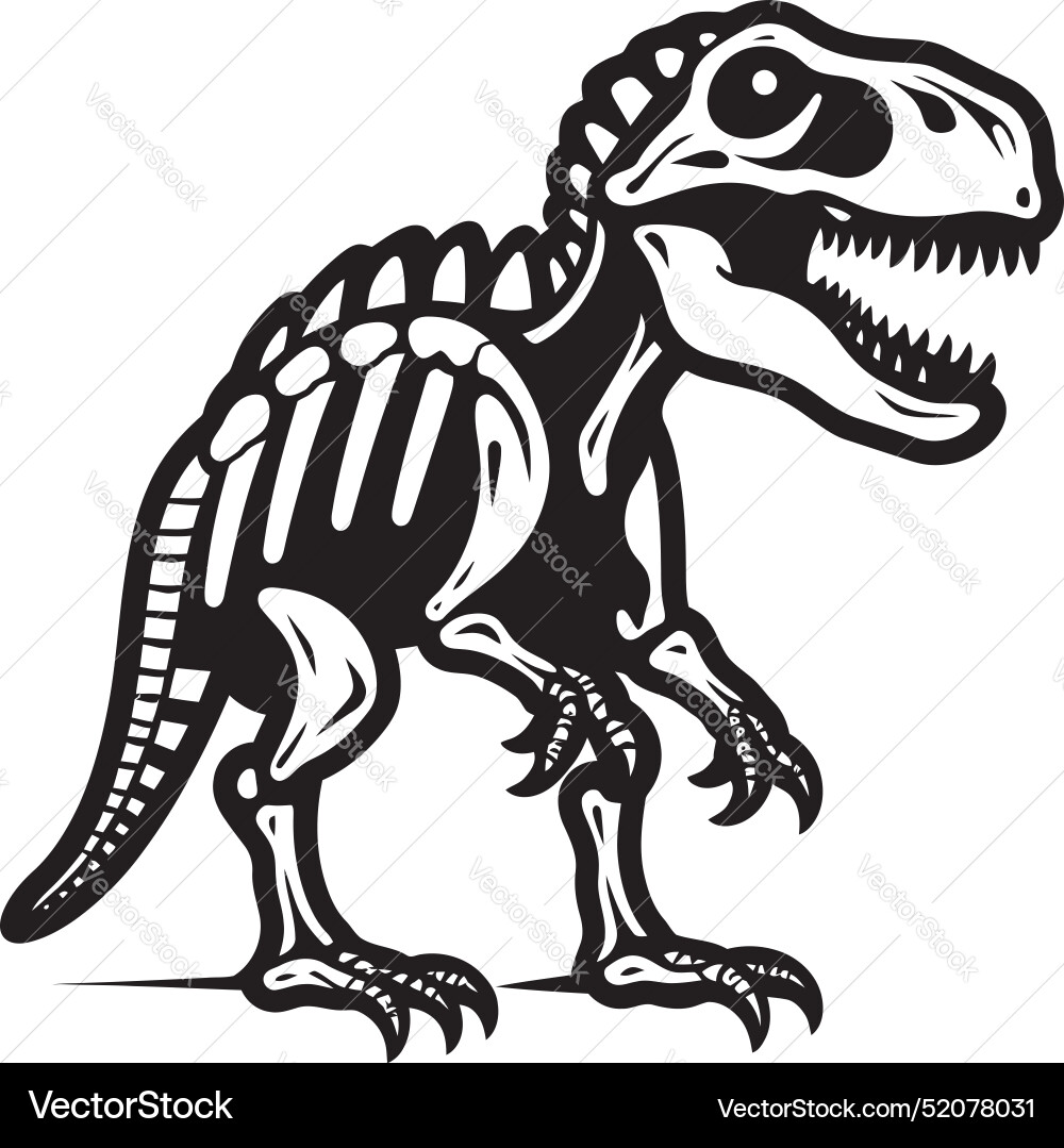 Fossilized tyrant dino skeleton logo design Fossilized tyrant dino skeleton logo design vector image