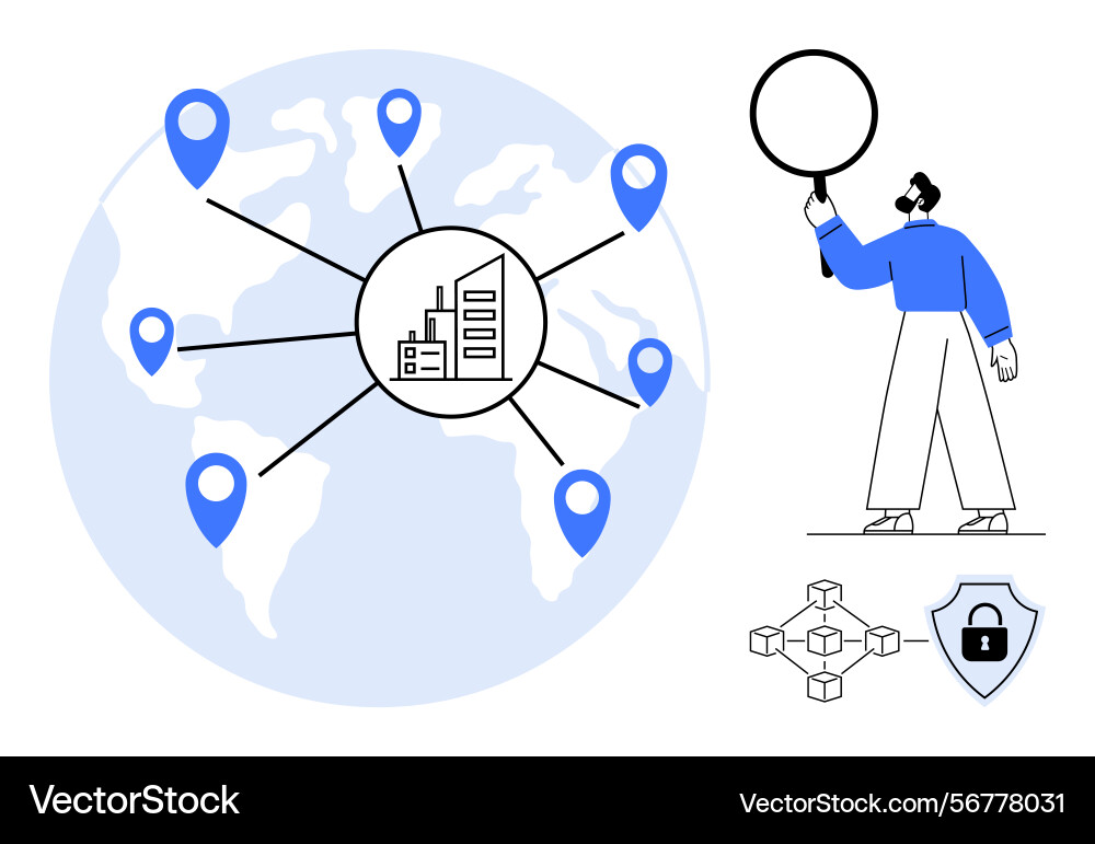 Global network connectivity and secure data Global network connectivity and secure data Vector Image