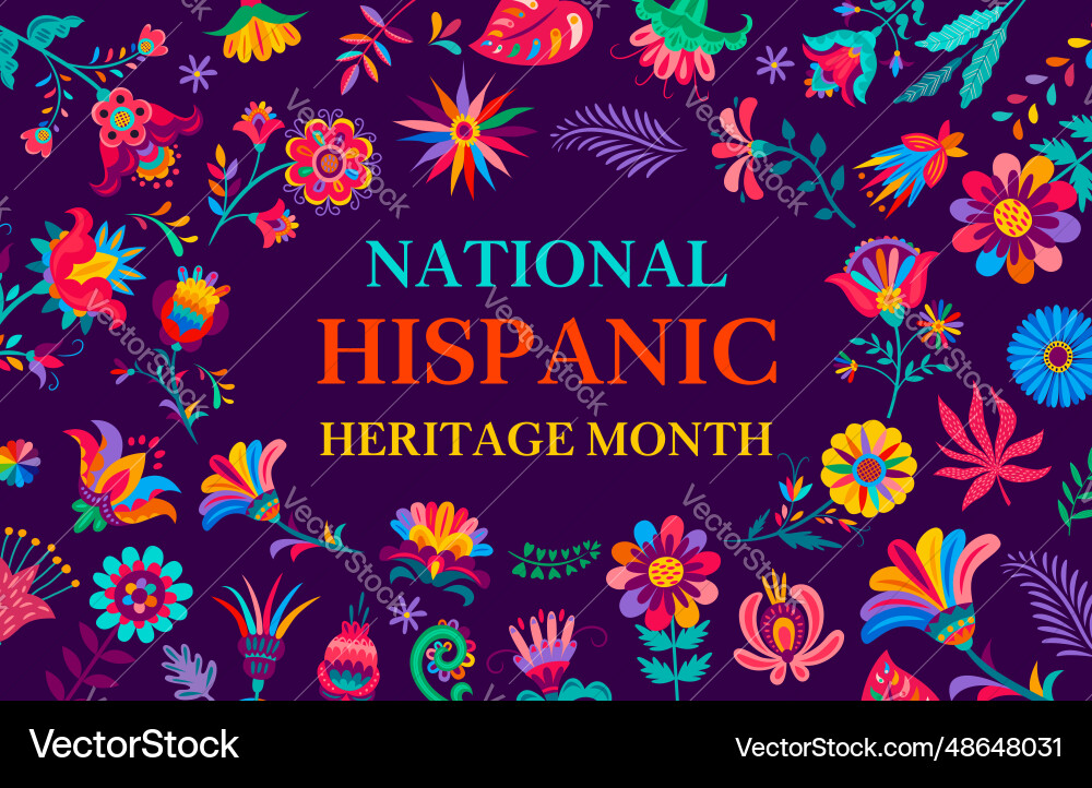 Hispanische Erbe Monat Banner der tropischen Blumen Hispanische Erbe Monat Banner der tropischen Blumen vektorbild
