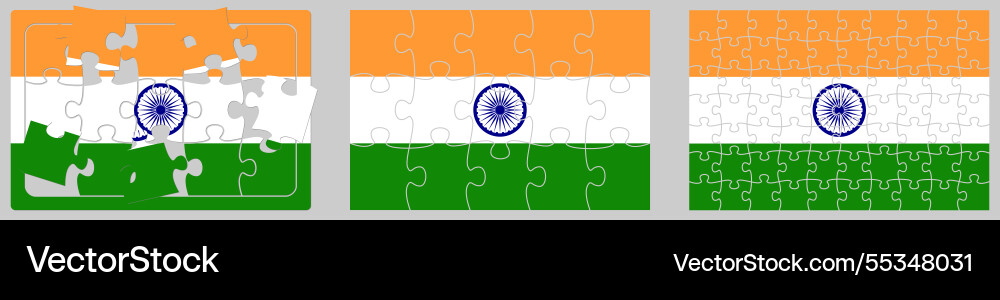 India flag made out of puzzle pieces different India flag made out of puzzle pieces different vector image