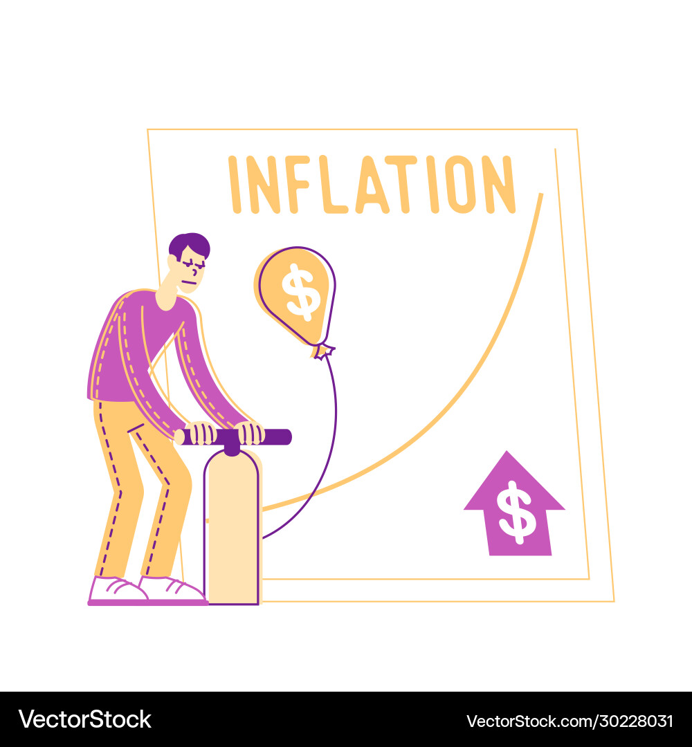 Male character inflate balloon with dollar sign Vector Image