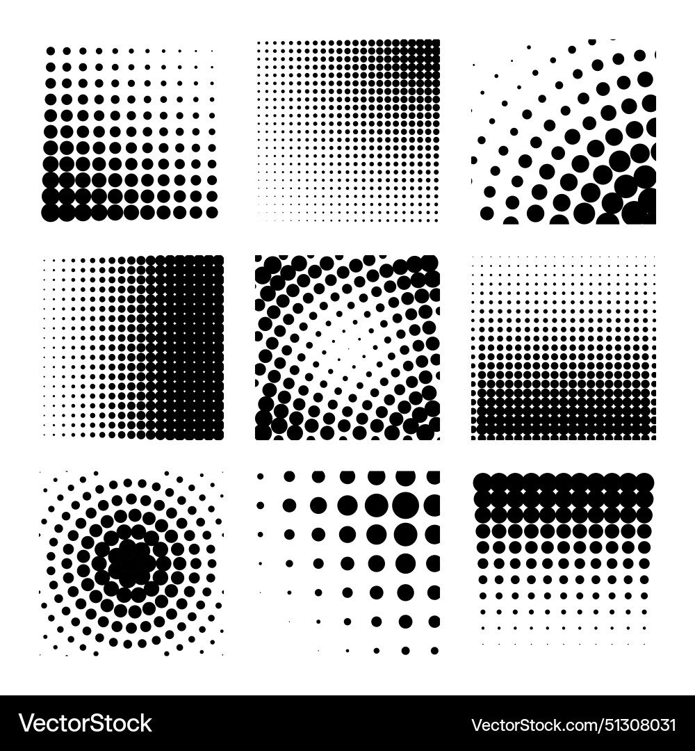 Set of abstract halftone design elements Set of abstract halftone design elements vector image