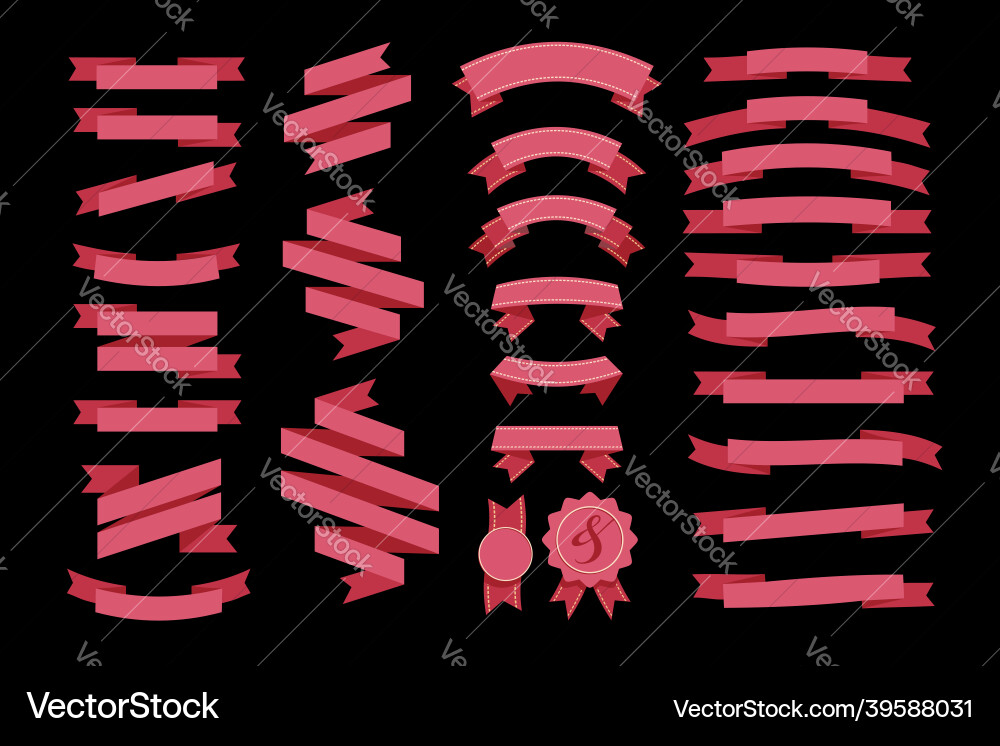 Set of hand drawn ribbons vector image