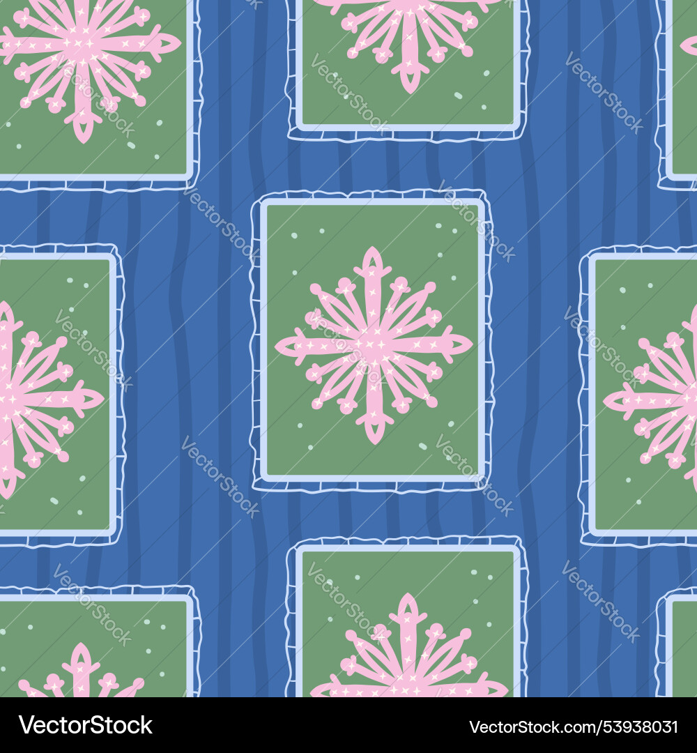 Snowflake in square frames seamless pattern Snowflake in square frames seamless pattern vector image