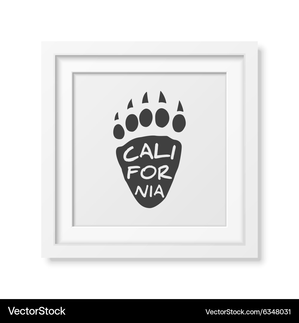 Typographical background in realistic square frame vector image