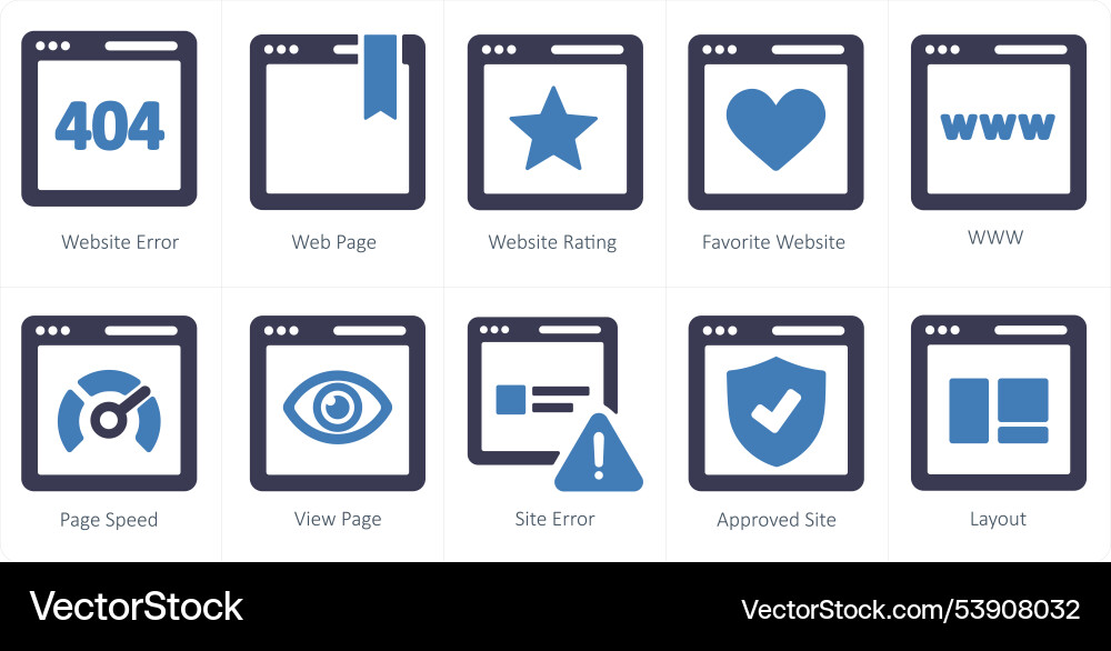 A set of 10 web marketing icons as website error Vector Image