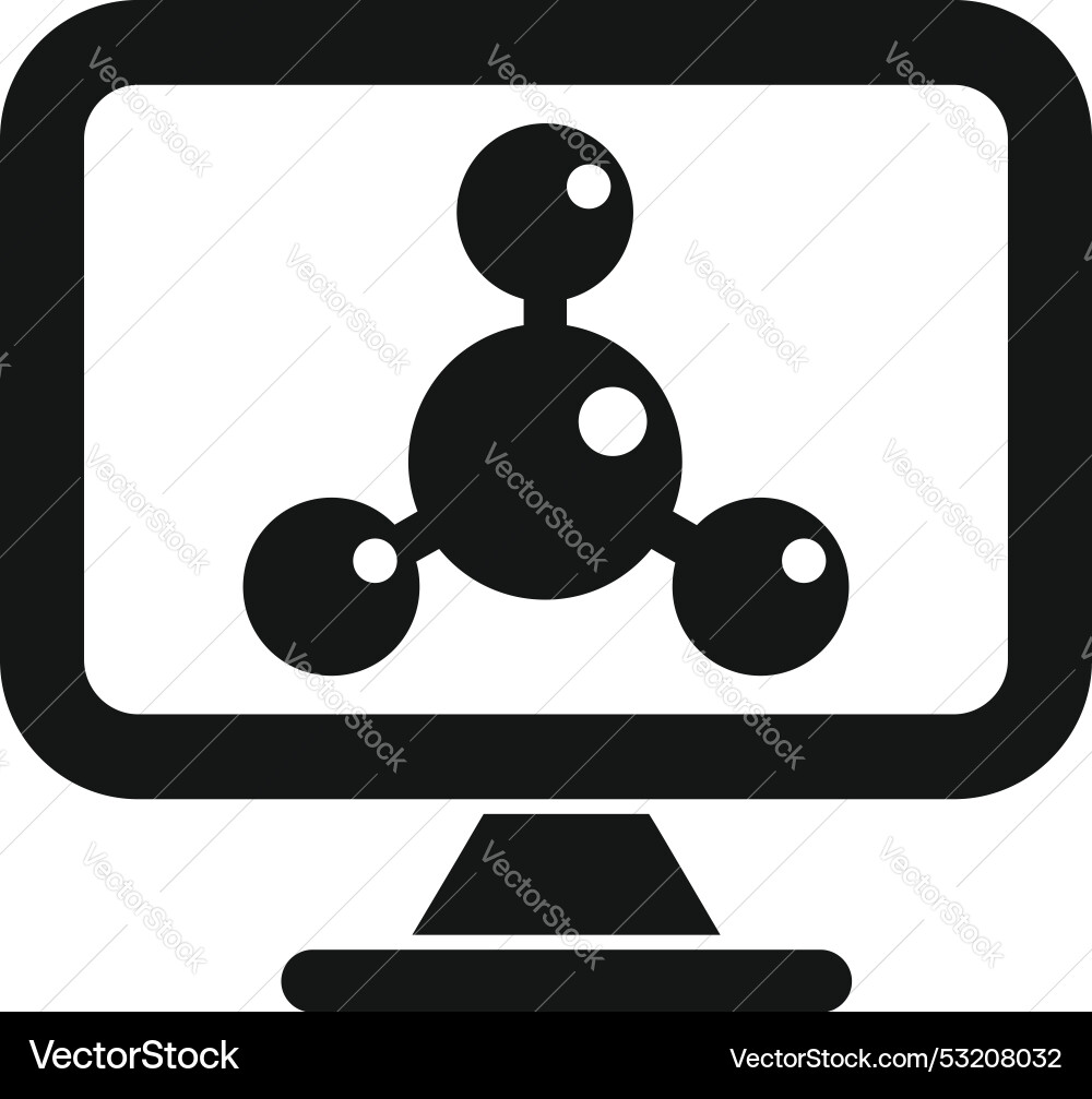 Computer monitor displaying molecular structure vector image