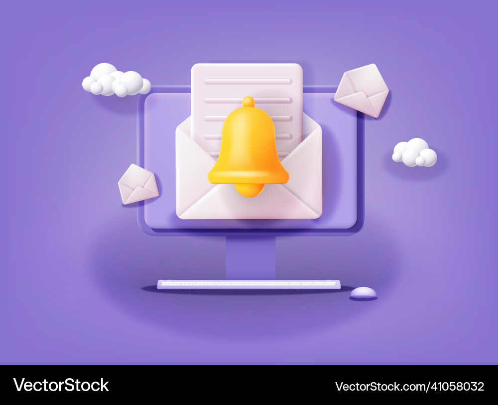 Computer with notifications reminder design Computer with notifications reminder design vector image