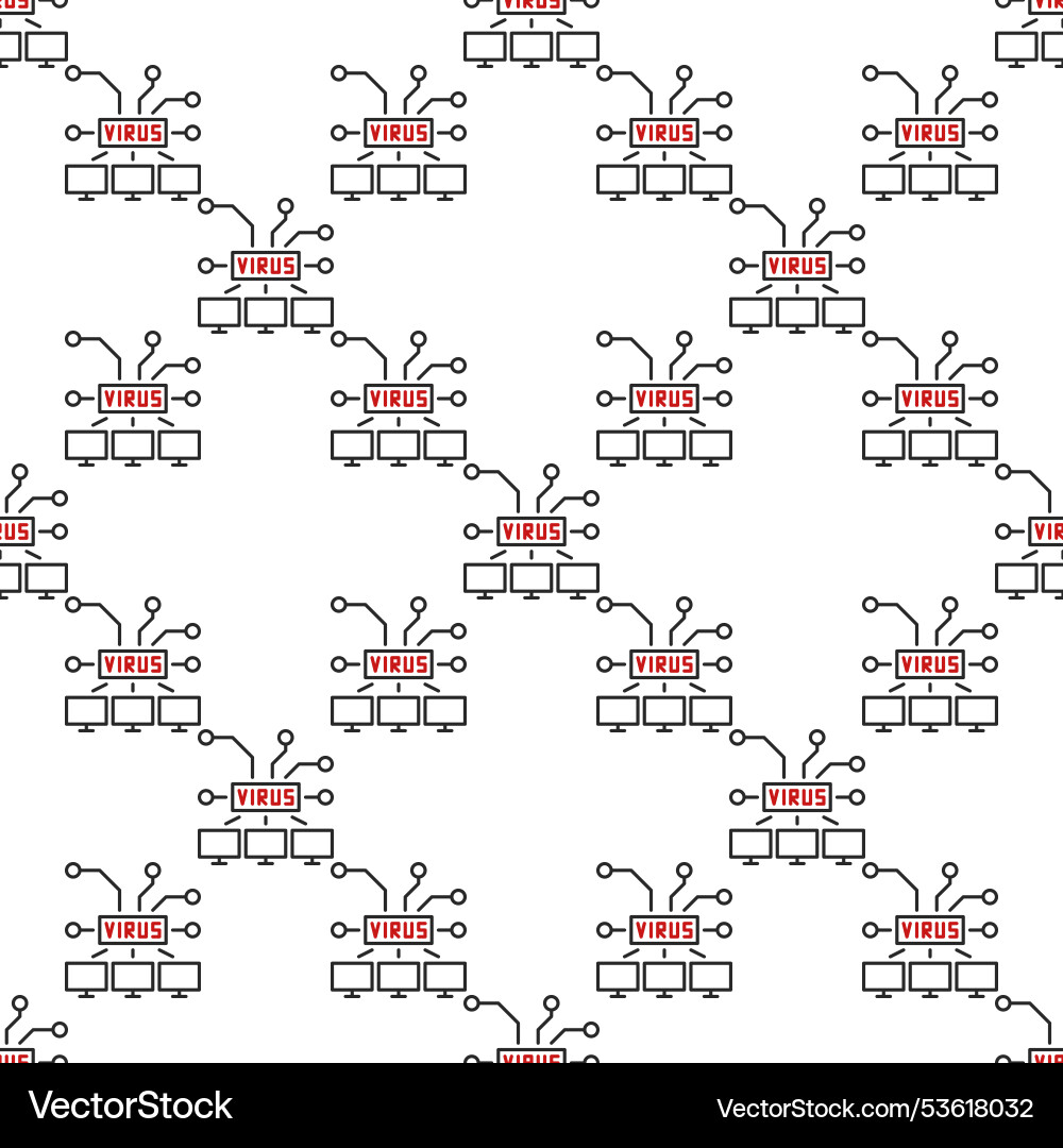 Computers with virus pc network linear seamless vector image