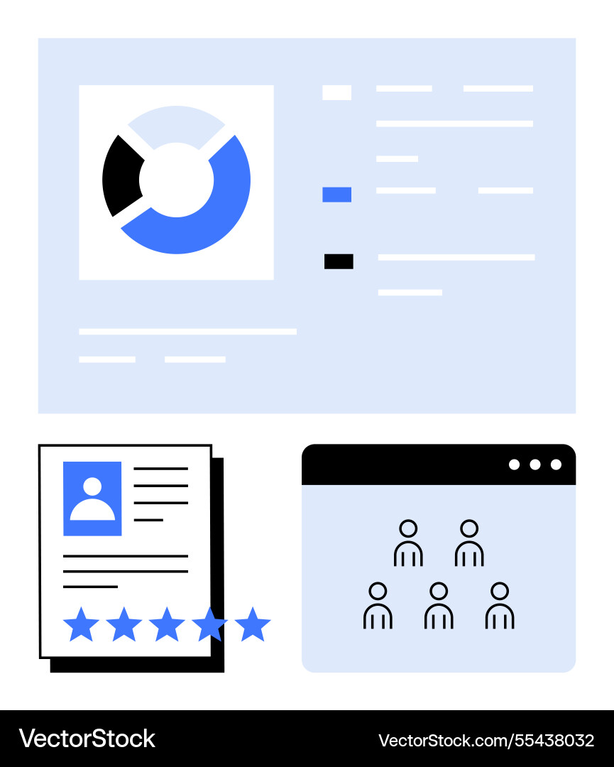 Data dashboard with charts user profiles Vector Image