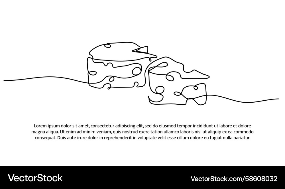 One line of cheese abstract minimal continuous Vector Image