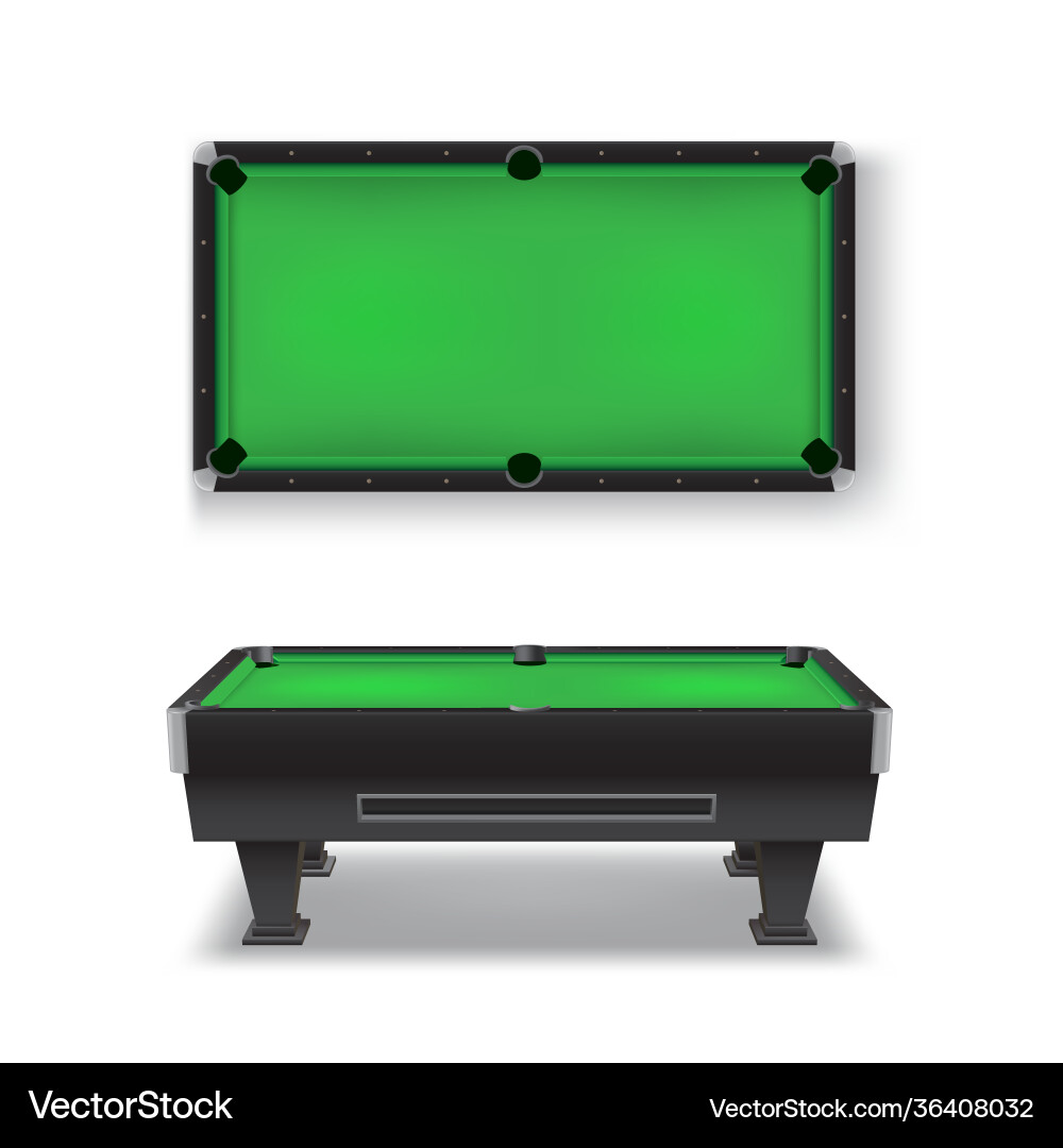 Realistic Pool Table Set - Side View vector image